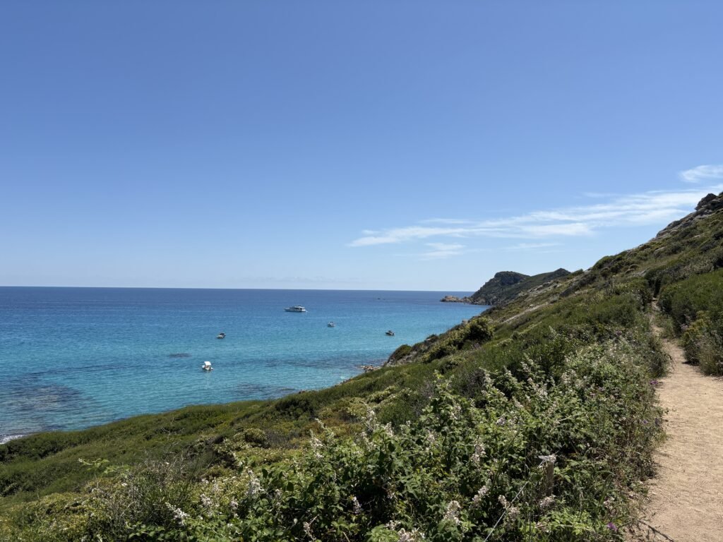 A hiking path along the French Mediterranean coastline.