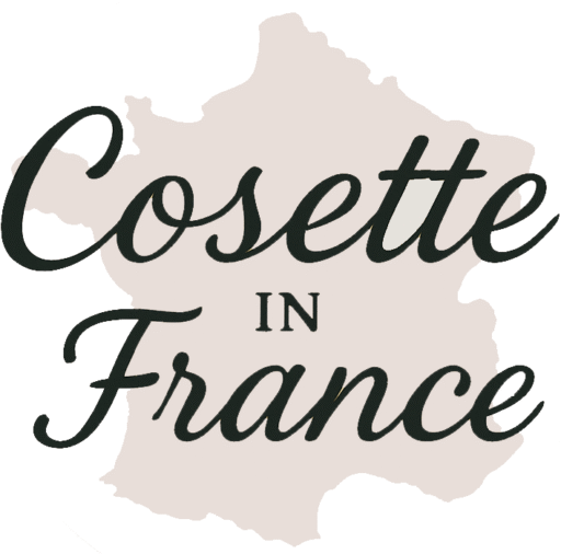 Cosette In France in script over a beige map of France