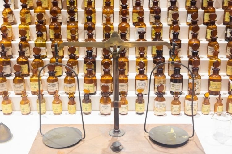 Display from the International Perfume museum in Grasse