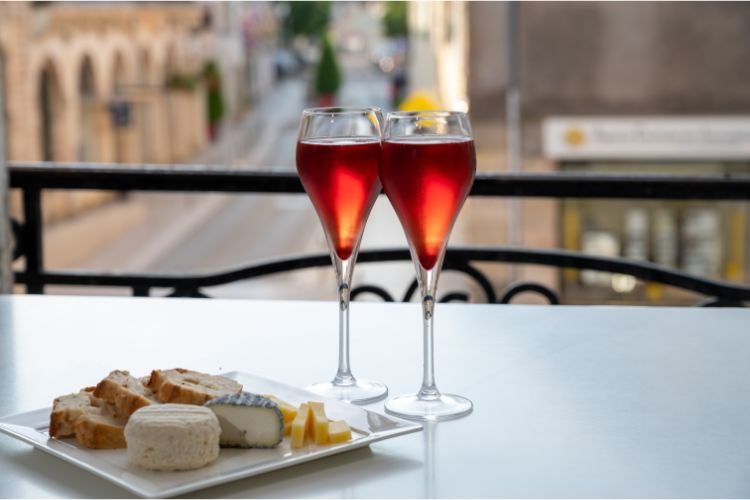 Two glasses of Kir, French aperitifs