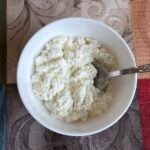 A bowl of homemade cottage cheese