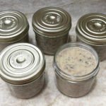 Homemade cream of mushroom soup in jars