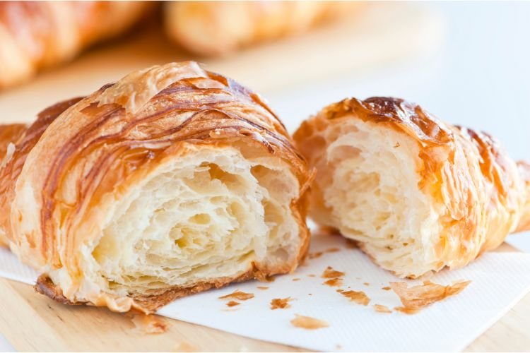 a French croissant in two pieces