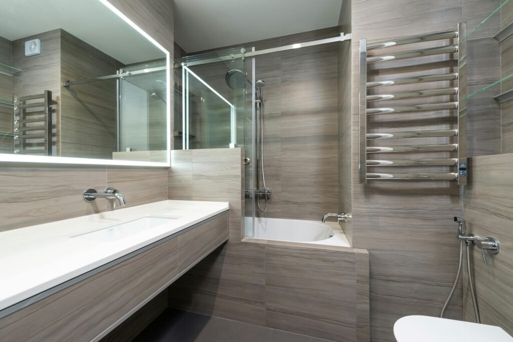 bathroom with towel warmer