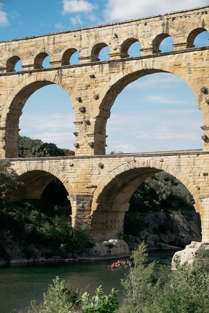 Pont du Gard with kayaker beneath