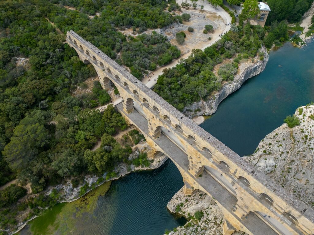 Aerial view of Pont du Gard