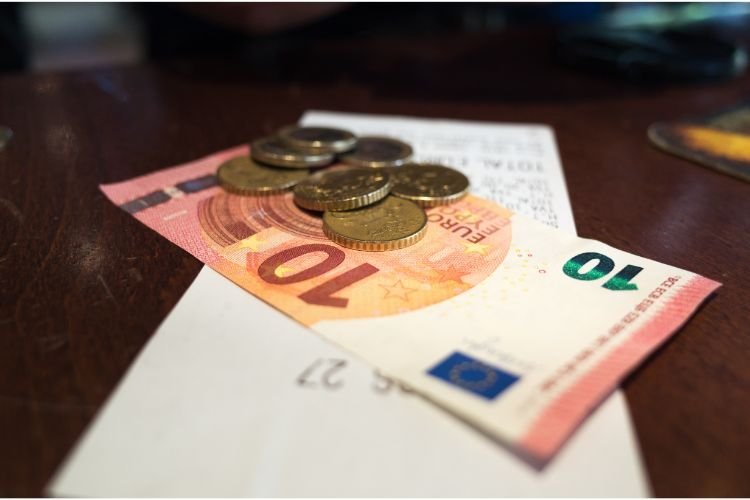 A receipt and euros