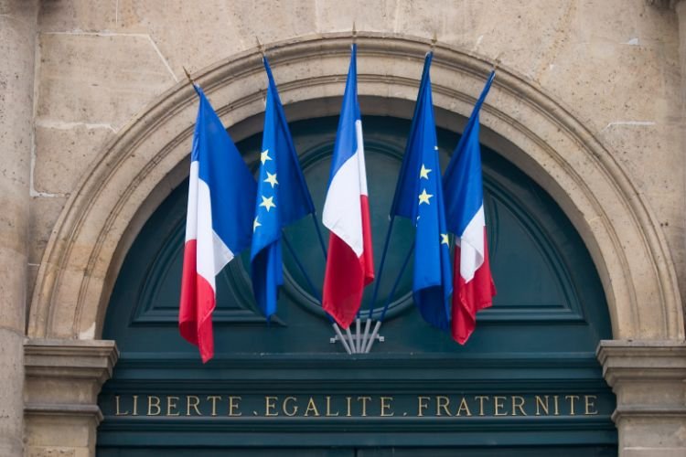French flags and French motto