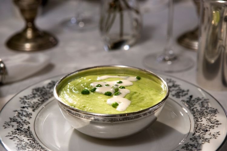 Creme fraiche in a soup